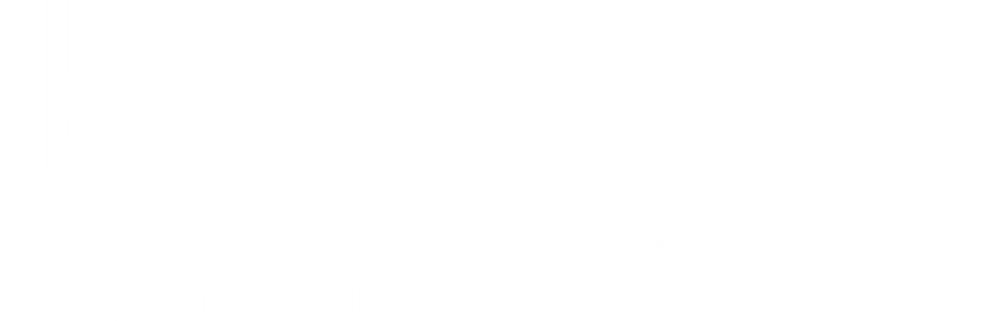 business en motion white logo
